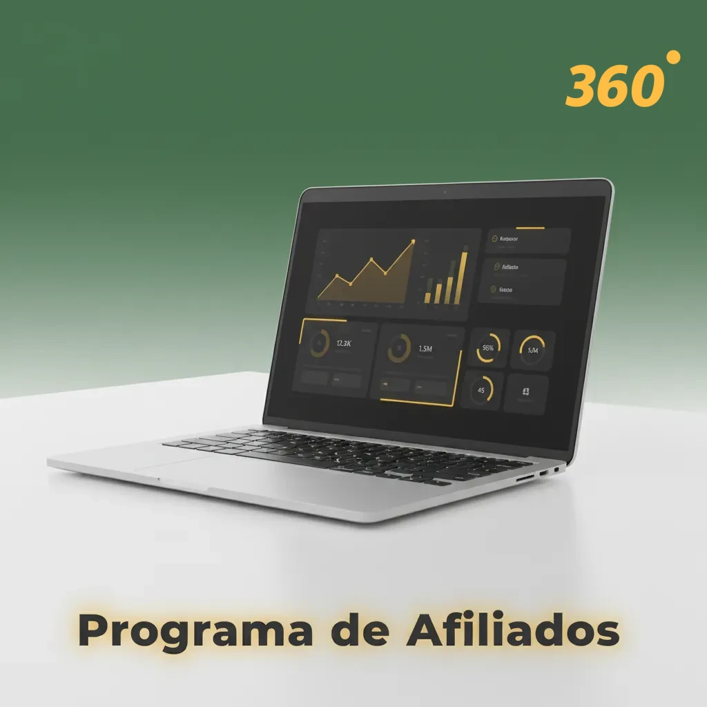 Banner do Programa de Afiliados: comissões por indicações, RevShare e CPA, relatórios diários e cadastro no rodapé.