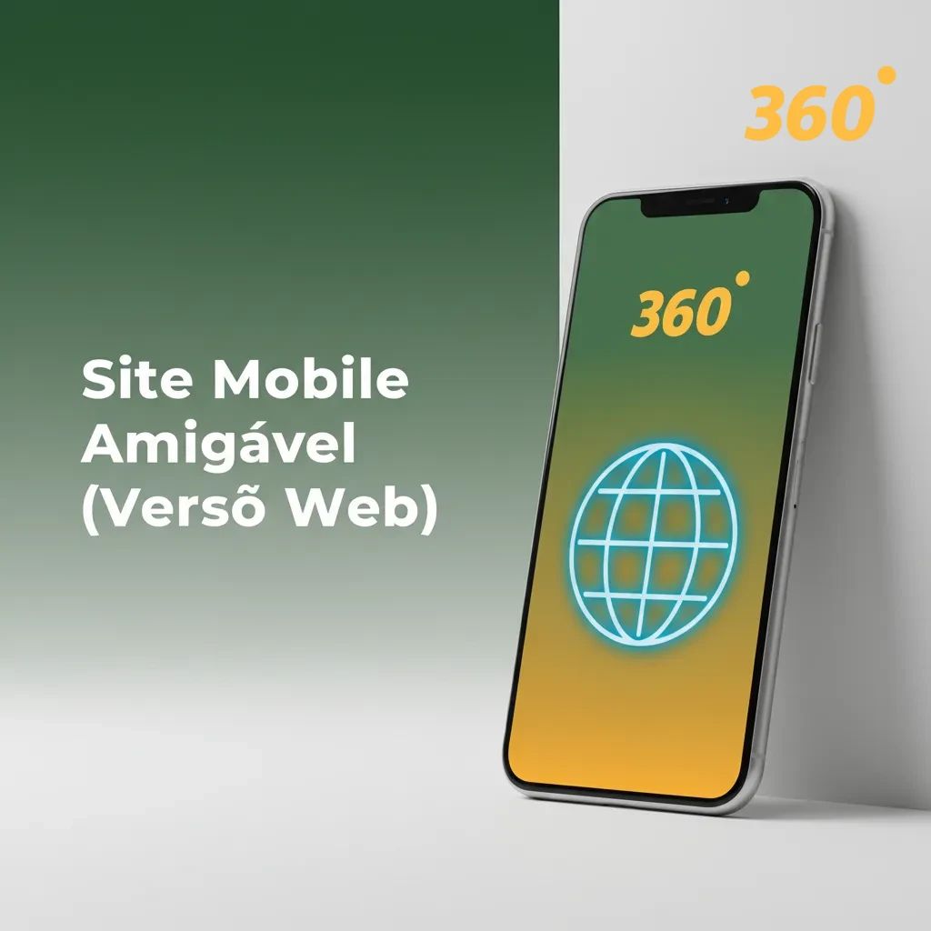 Ilustração de site móvel amigável no navegador, rápido, sem instalação, Android e iOS, acesso a jogos e pagamentos.