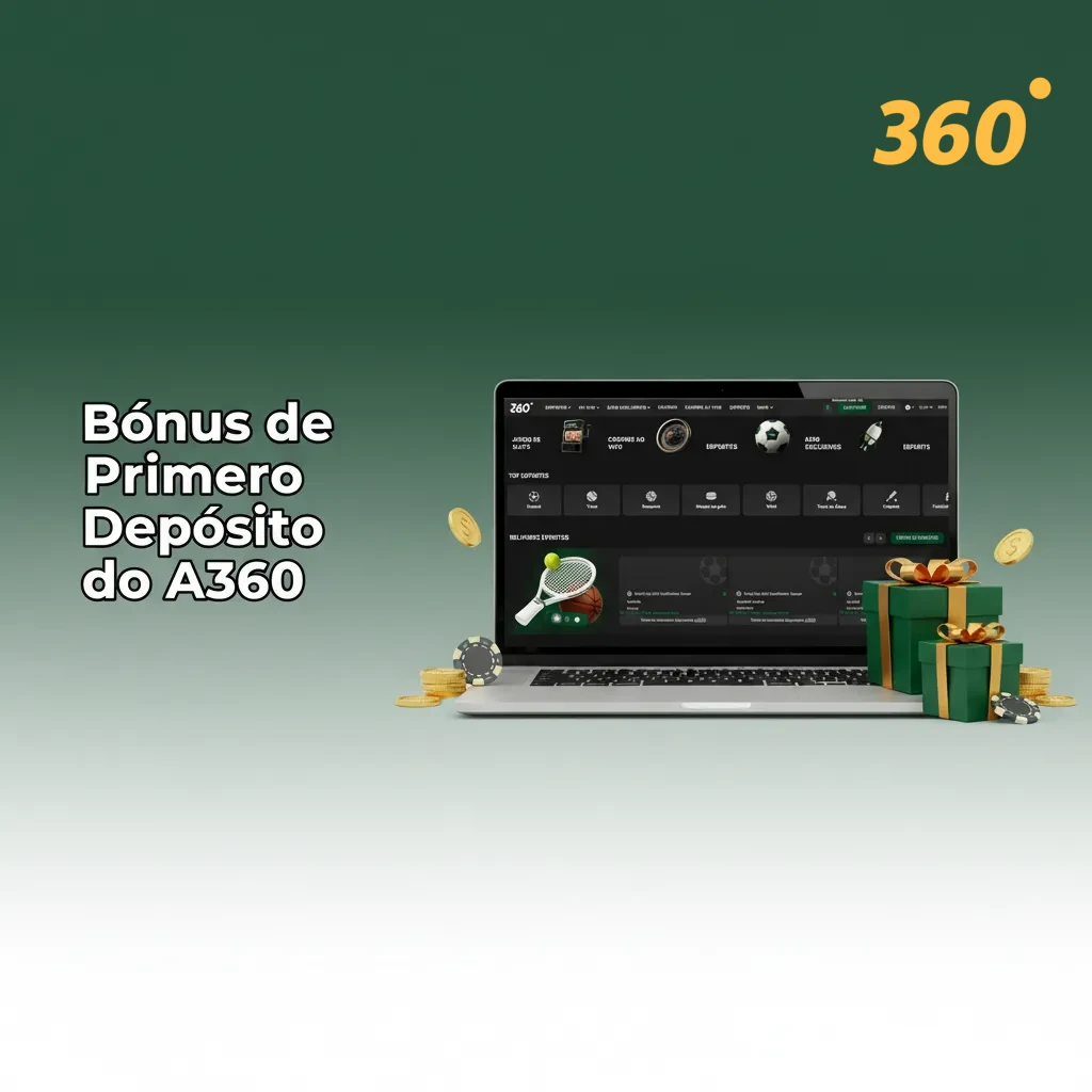 Banner A360: bônus de primeiro depósito, 200% em 4 depósitos até R$6.000 + 150 rodadas. Cassino, mín. R$50.