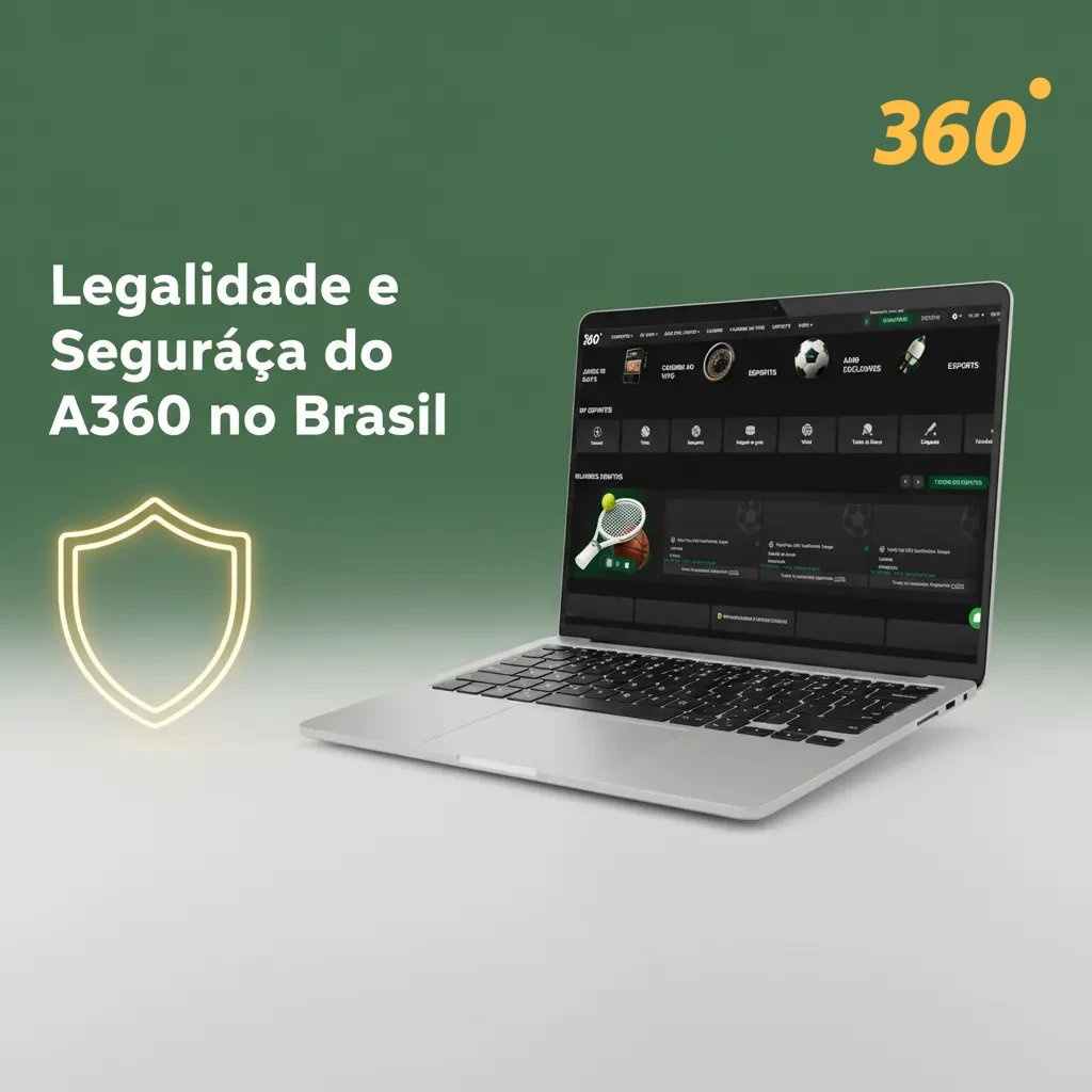 Banner sobre legalidade e segurança do A360 no Brasil, com selo 18+, ícones de criptografia, KYC e privacidade.