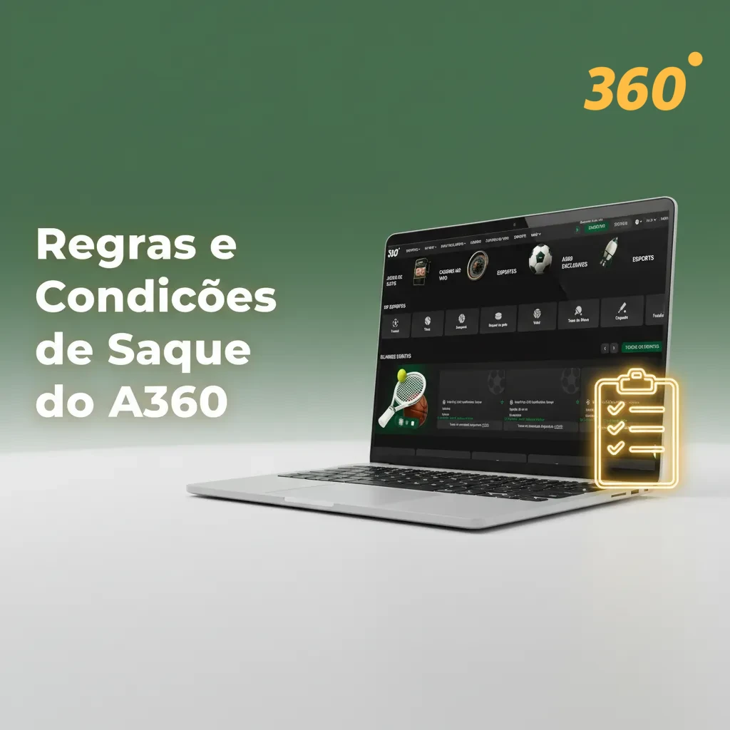 Banner A360 com regras de saque no Brasil: KYC, Pix no mesmo nome, rollover de bônus, limites e taxas em BRL.