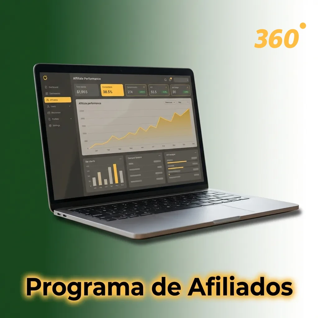 Programa de afiliados com comissões de até 40% sobre apostas, materiais promocionais e pagamentos via Pix ou Bitcoin.
