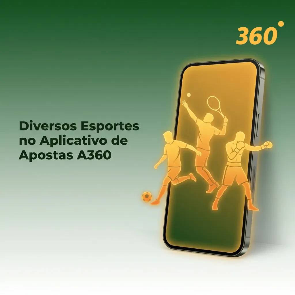 App A360 mostrando variedade de esportes para apostas ao vivo e pré-jogo incluindo futebol, basquete e eSports